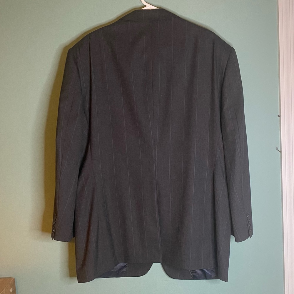 Hart Schaffner Marx Gold Trumpeter Pure Virgin Wool Dark Blue Stripe Suit Large - Picture 4 of 13